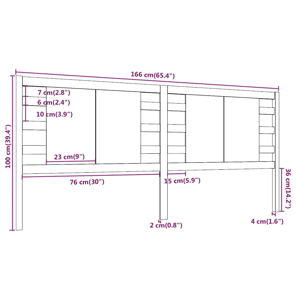 vidaXL Headboard | Grey | Solid Pine Wood | Fits standard double bed 6