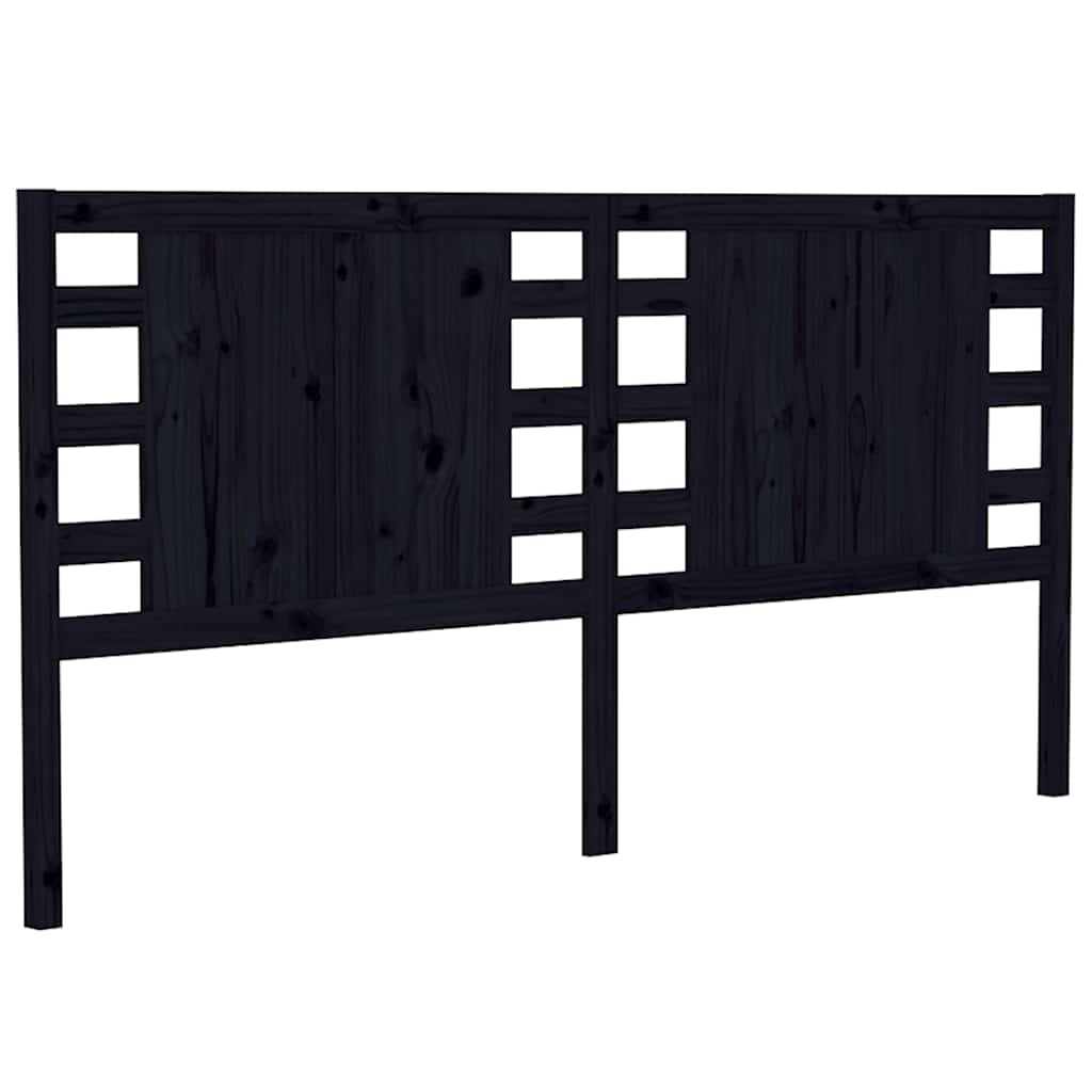 vidaXL Headboard | Black | Solid Pine Wood | 166x4x100 cm | Decorative Inlays 2