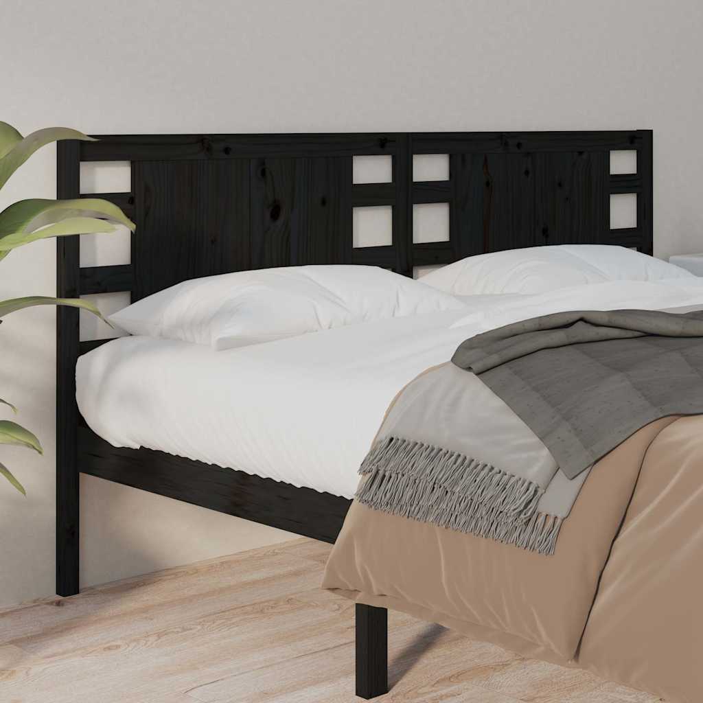 vidaXL Headboard | Black | Solid Pine Wood | 166x4x100 cm | Decorative Inlays 1