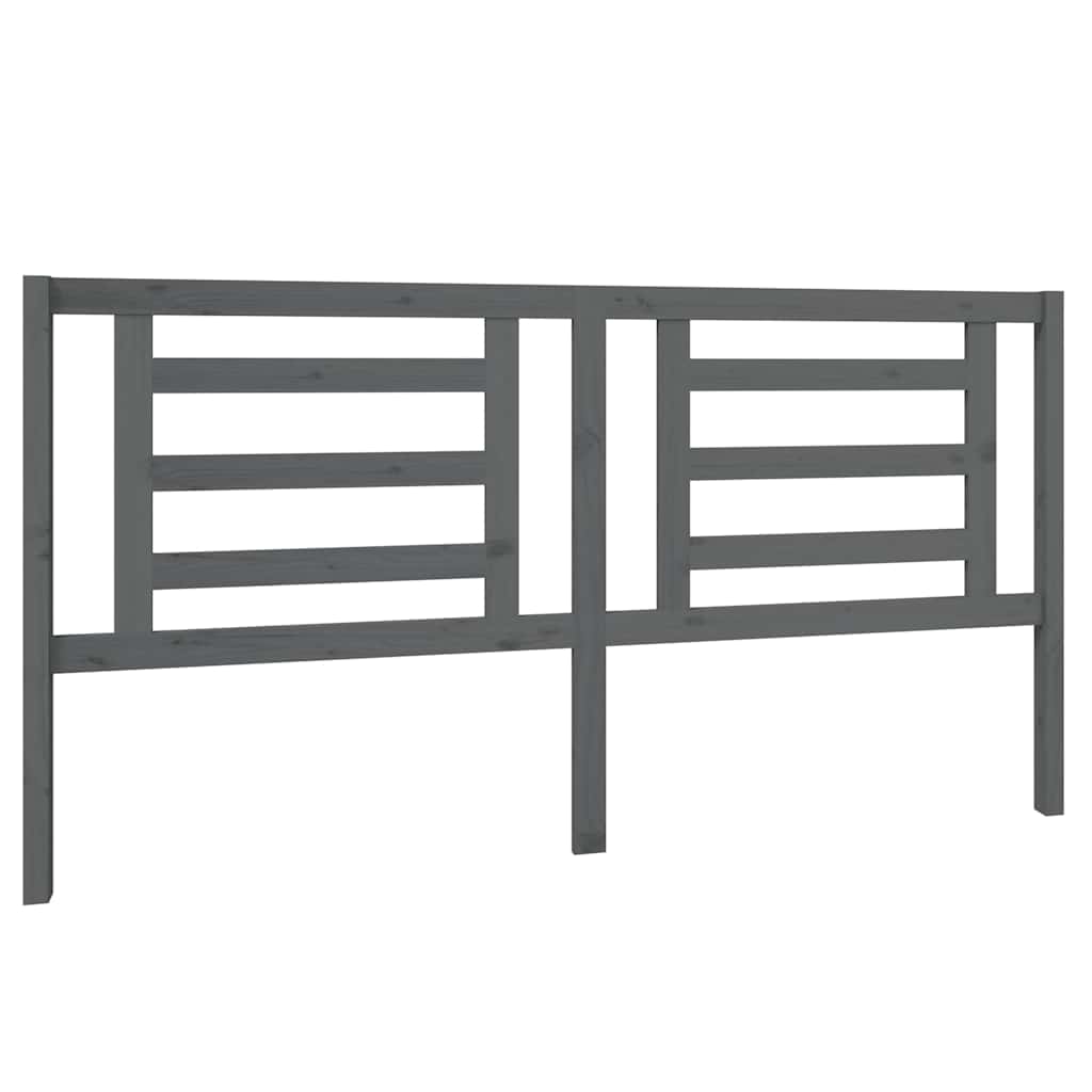 vidaXL Bed Headboard Grey 186x4x100 cm Solid Pine Wood 2