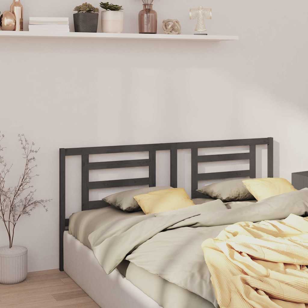 vidaXL Bed Headboard Grey 186x4x100 cm Solid Pine Wood 1