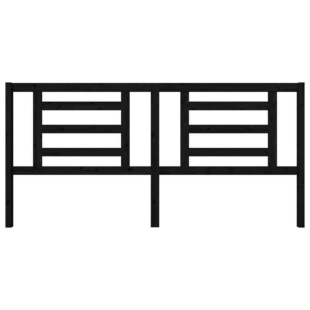 818844 vidaXL Bed Headboard Black 206x4x100 cm Solid Pine Wood 4