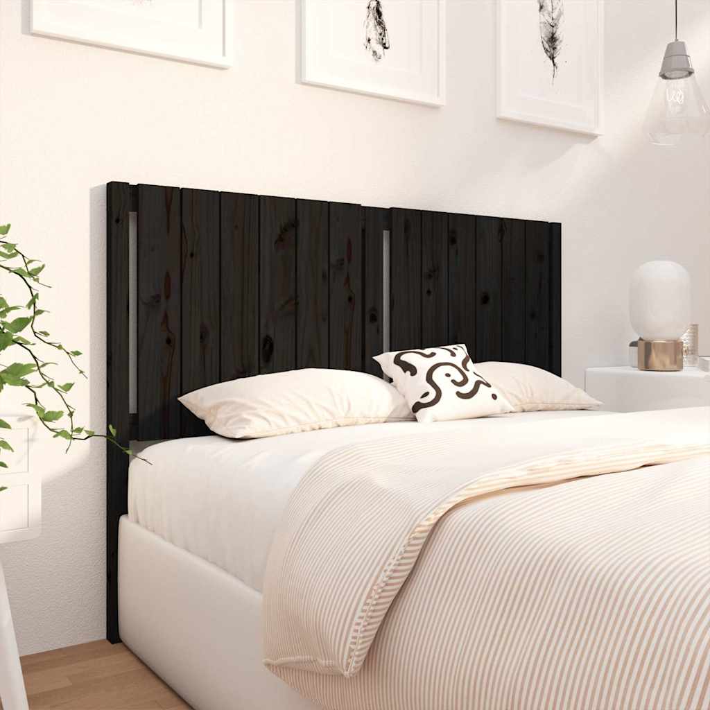 vidaXL Bed Headboard | Black | Solid pinewood | 145.5x4x100 cm | Bed Headboard 3