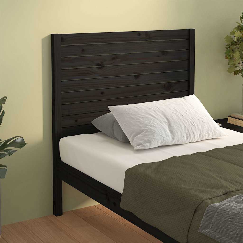 vidaXL Bed Headboard | Black | Solid Pine Wood | 81x100 cm | Decorative Inlays 4