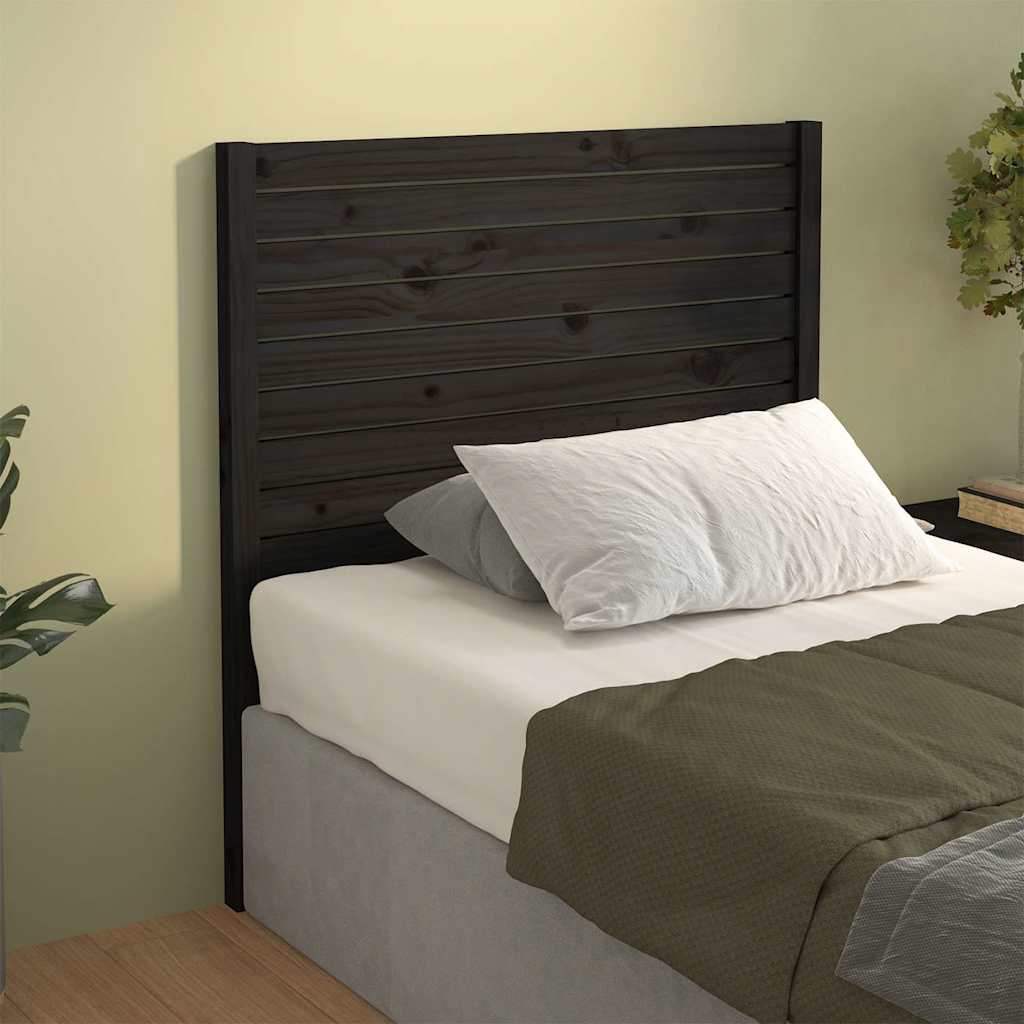 vidaXL Bed Headboard | Black | Solid Pine Wood | 81x100 cm | Decorative Inlays 1