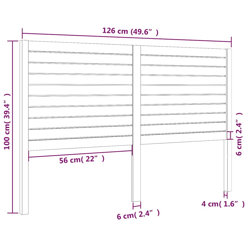 vidaXL Bed Headboard | Black | Solid Pine Wood | 126 x 4 x 100 cm 6
