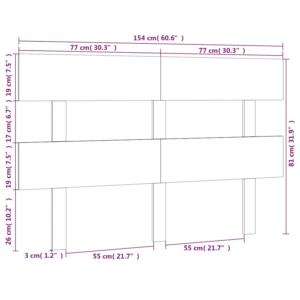 vidaXL Bed Headboard 154x3x81 cm Solid Wood Pine 6