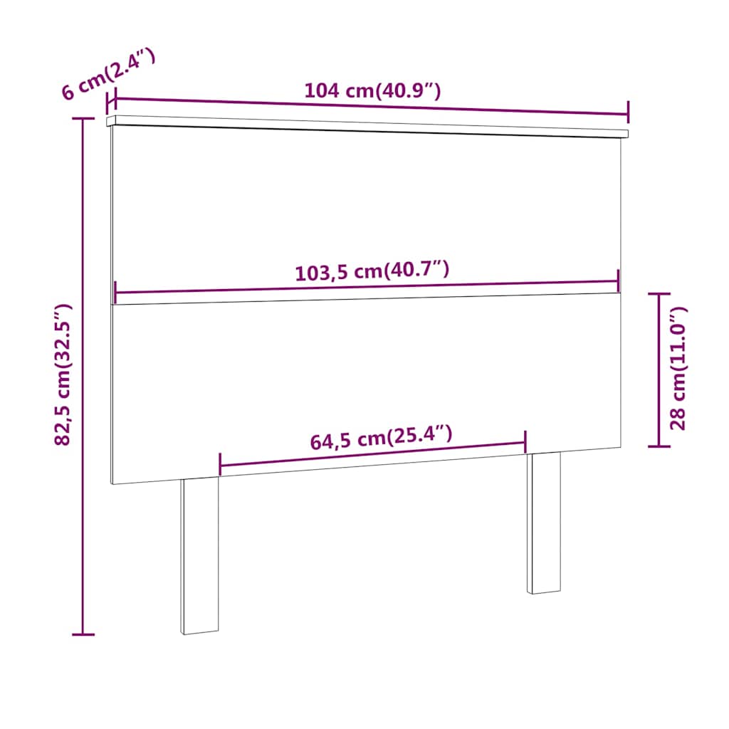 vidaXL Bed Headboard | White | Solid Pine Wood | 104x6x82.5 cm | Decorative Bits 6