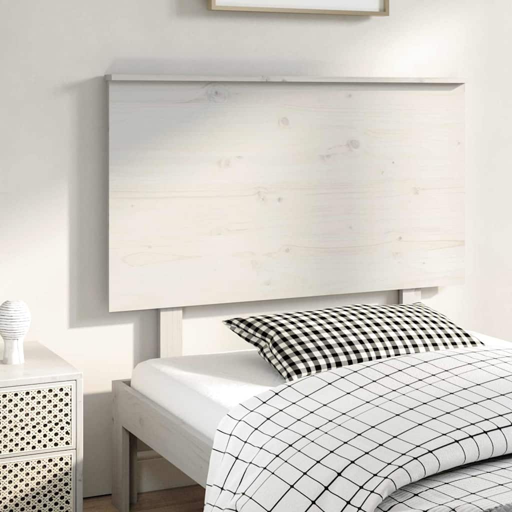vidaXL Bed Headboard | White | Solid Pine Wood | 104x6x82.5 cm | Decorative Bits 1