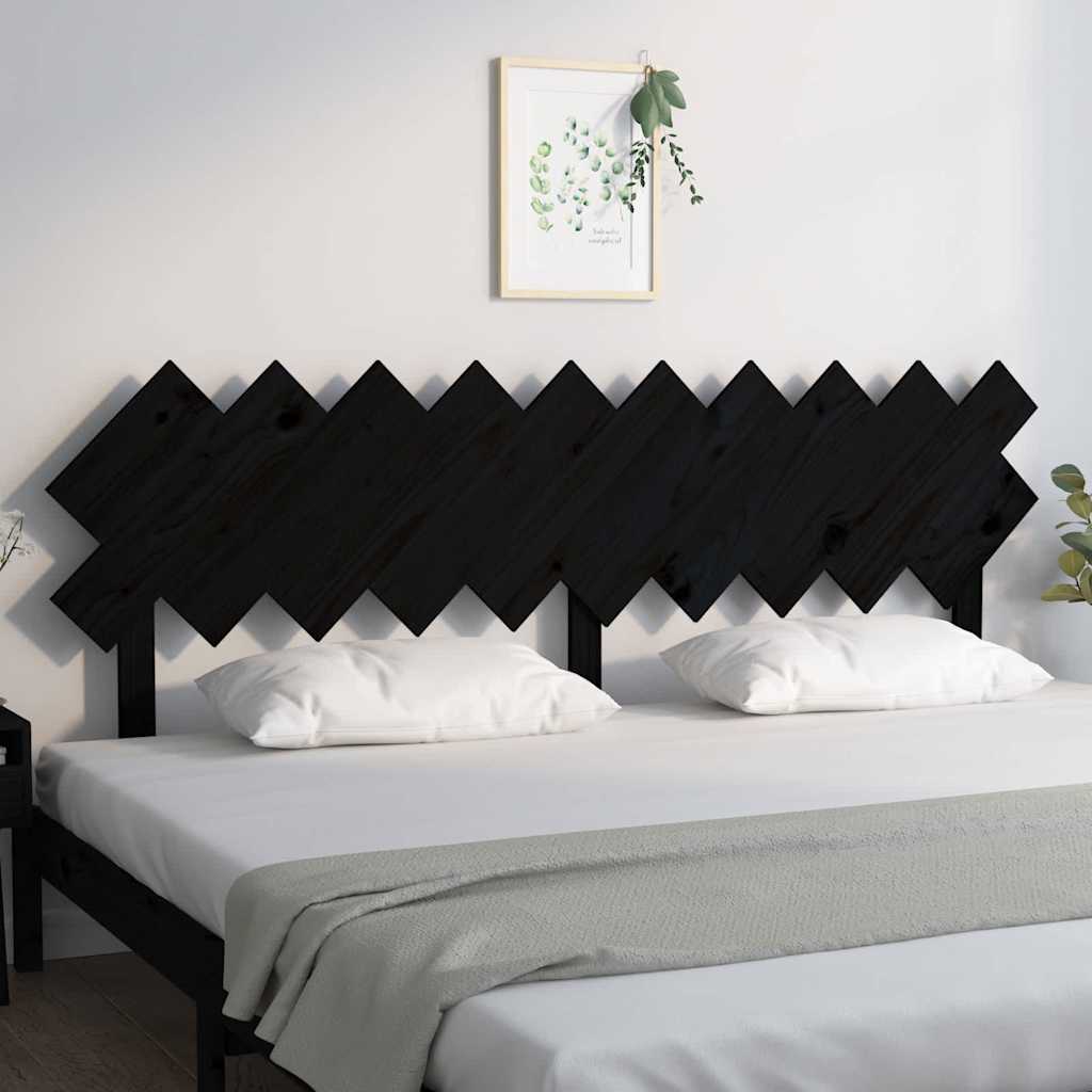 vidaXL Bed Headboard | Black | Solid Pine Wood | Standard | Decorative Inlays 3
