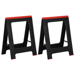 152104 vidaXL Foldable Work Trestles 2 pcs Black and Red Polypropylene 350 kg 1