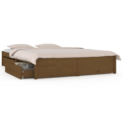 Bed Frame with Drawers Honey Brown 150x200 cm King Size