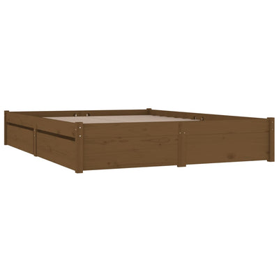 Bed Frame with Drawers Honey Brown 150x200 cm King Size