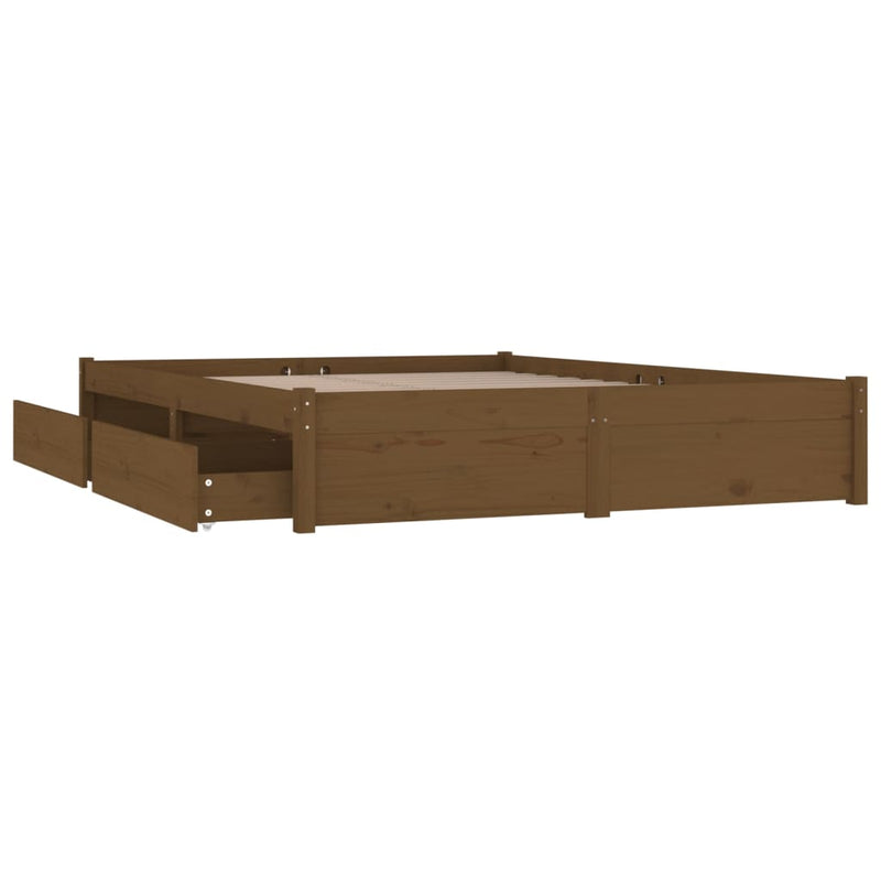 Bed Frame with Drawers Honey Brown 150x200 cm King Size