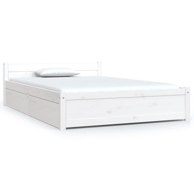 Bed Frame with Drawers White 120x190 cm Small Double