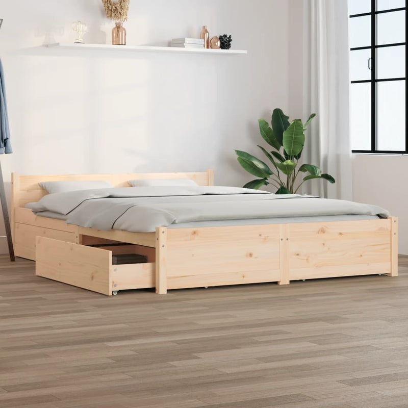 Bed Frame with Drawers 140x200 cm