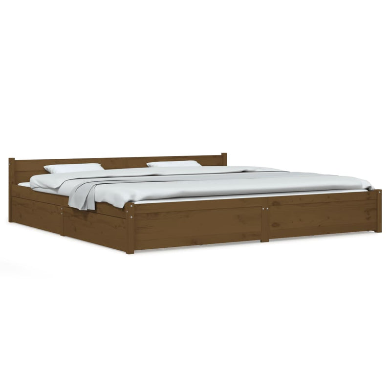 Bed Frame with Drawers Honey Brown 180x200 cm Super King Size