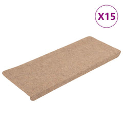 vidaXL Stair Mats Self-adhesive 15 pcs 65x24.5x3.5 cm Beige 2