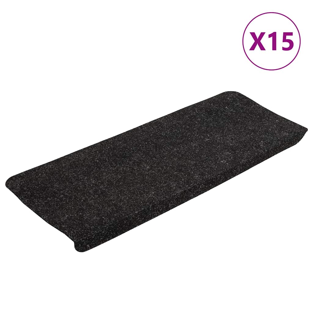 vidaXL Stair Mats Self-adhesive 15 pcs 65x24.5x3.5 cm Anthracite 2
