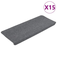 vidaXL Stair Mats Self-adhesive 15 pcs 65x24.5x3.5 cm Grey 2