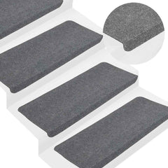 vidaXL Stair Mats Self-adhesive 15 pcs 65x24.5x3.5 cm Grey 1