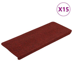 vidaXL Stair Mats Self-adhesive 15 pcs 65x24.5x3.5 cm Red 2