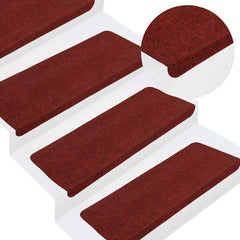 vidaXL Stair Mats Self-adhesive 15 pcs 65x24.5x3.5 cm Red 1