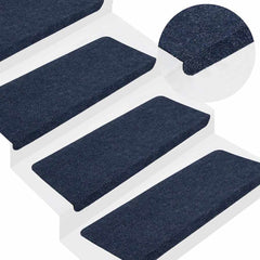 vidaXL Stair Mats Self-adhesive 15 pcs 65x24.5x3.5 cm Blue 1