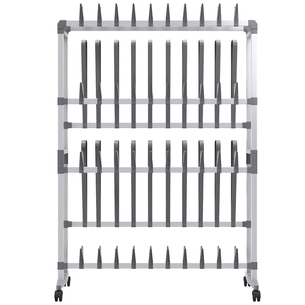 vidaXL Shoe Rack | Silver | Aluminium, PS, PE | Medium | Rollable | Shoe Rack 3