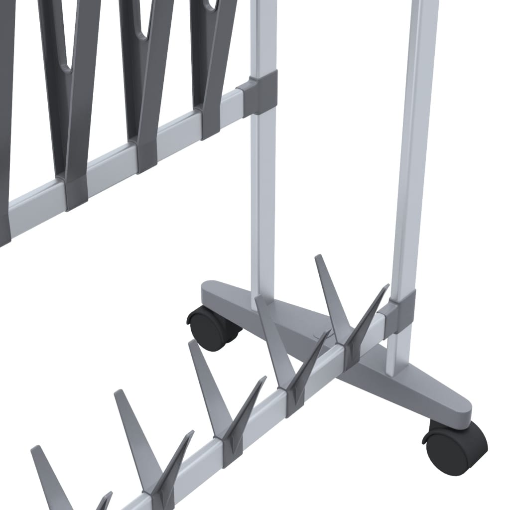 vidaXL Shoe Rack | Silver | Aluminium, PS, PE | Medium | Rollable | Shoe Rack 6