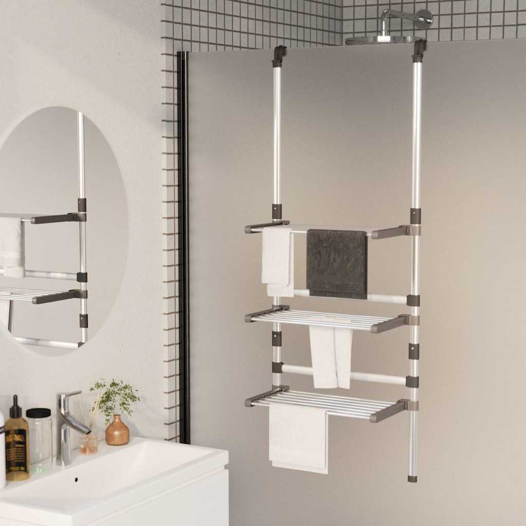 vidaXL 3-Tier Hanging Laundry Drying Rack Aluminium 1