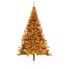 vidaXL Artificial Half Christmas Tree with Stand Gold 210 cm PET 2