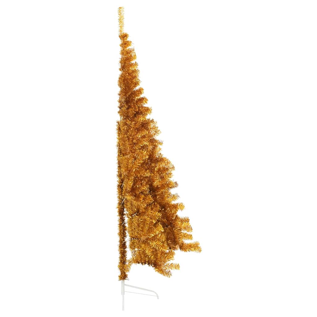 vidaXL Artificial Half Christmas Tree with Stand Gold 210 cm PET 3