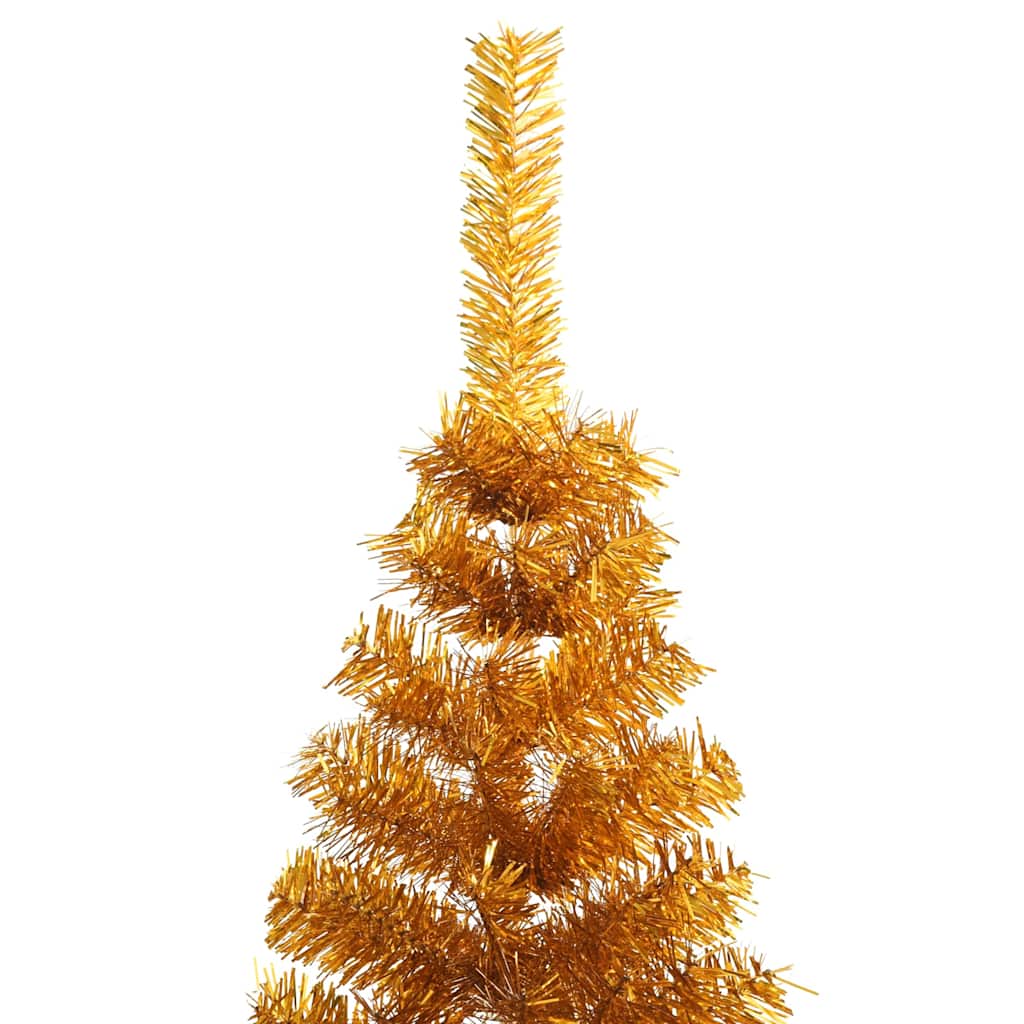 vidaXL Artificial Half Christmas Tree with Stand Gold 210 cm PET 5