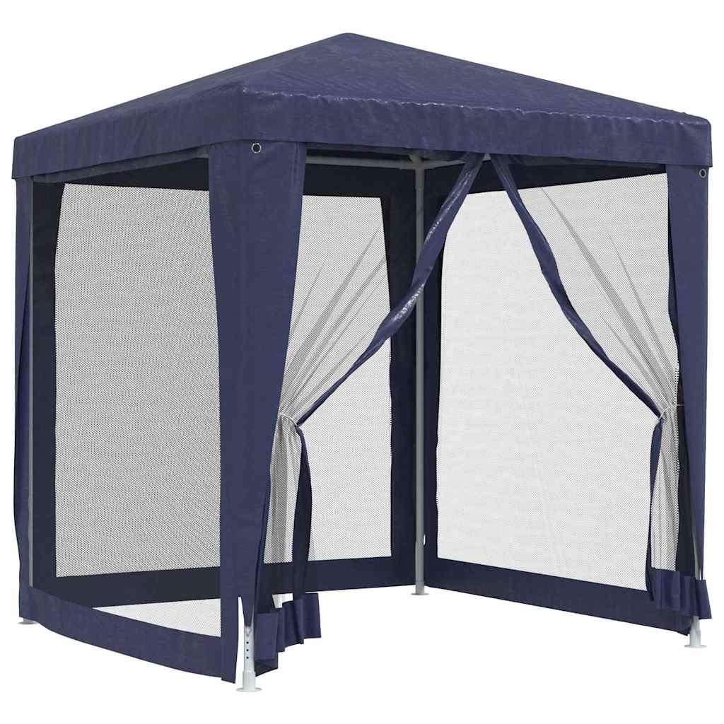 vidaXL Party Tent with 4 Mesh Sidewalls Blue 2x2 m HDPE 2