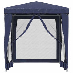 vidaXL Party Tent with 4 Mesh Sidewalls Blue 2x2 m HDPE 3