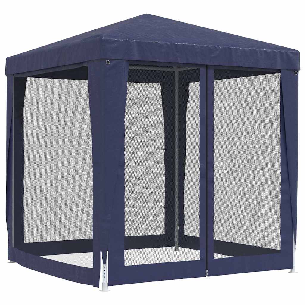 vidaXL Party Tent with 4 Mesh Sidewalls Blue 2x2 m HDPE 5