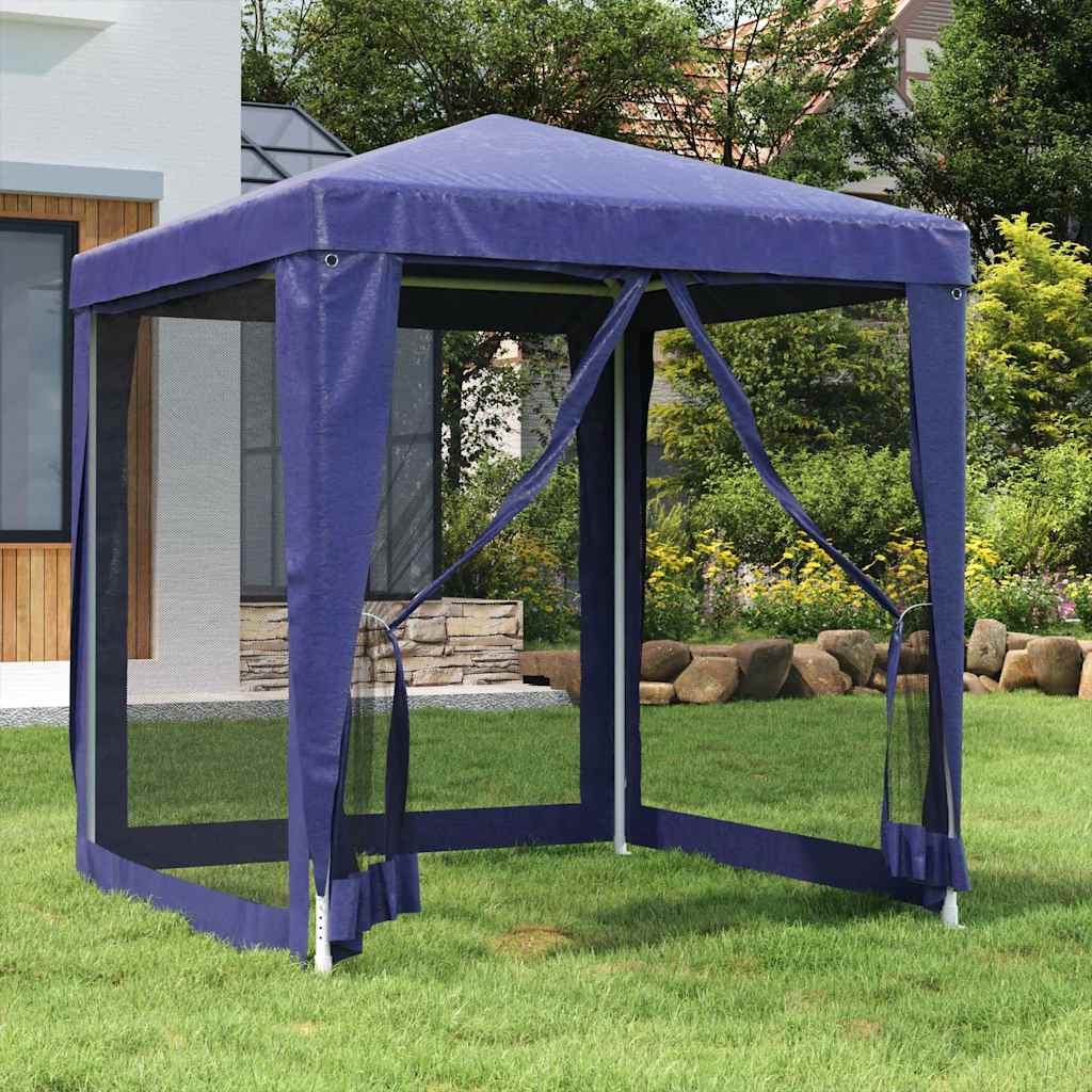 vidaXL Party Tent with 4 Mesh Sidewalls Blue 2x2 m HDPE 1