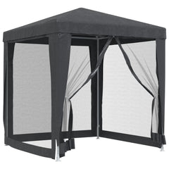 vidaXL Party Tent with 4 Mesh Sidewalls Anthracite 2x2 m HDPE 2