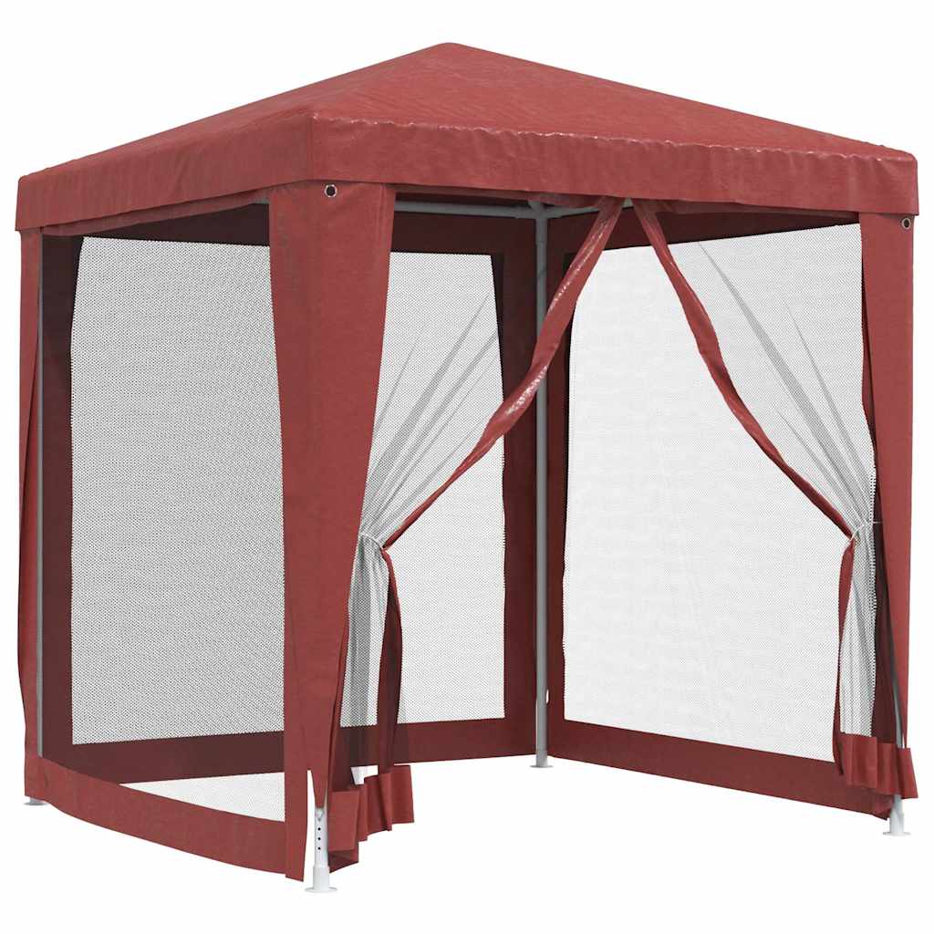Party Tent with 4 Mesh Sidewalls 2x2 m HDPE with 4 sidewalls Width 2 m Red