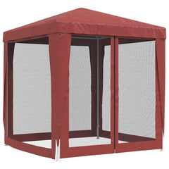 vidaXL Party Tent with 4 Mesh Sidewalls Red 2x2 m HDPE 5