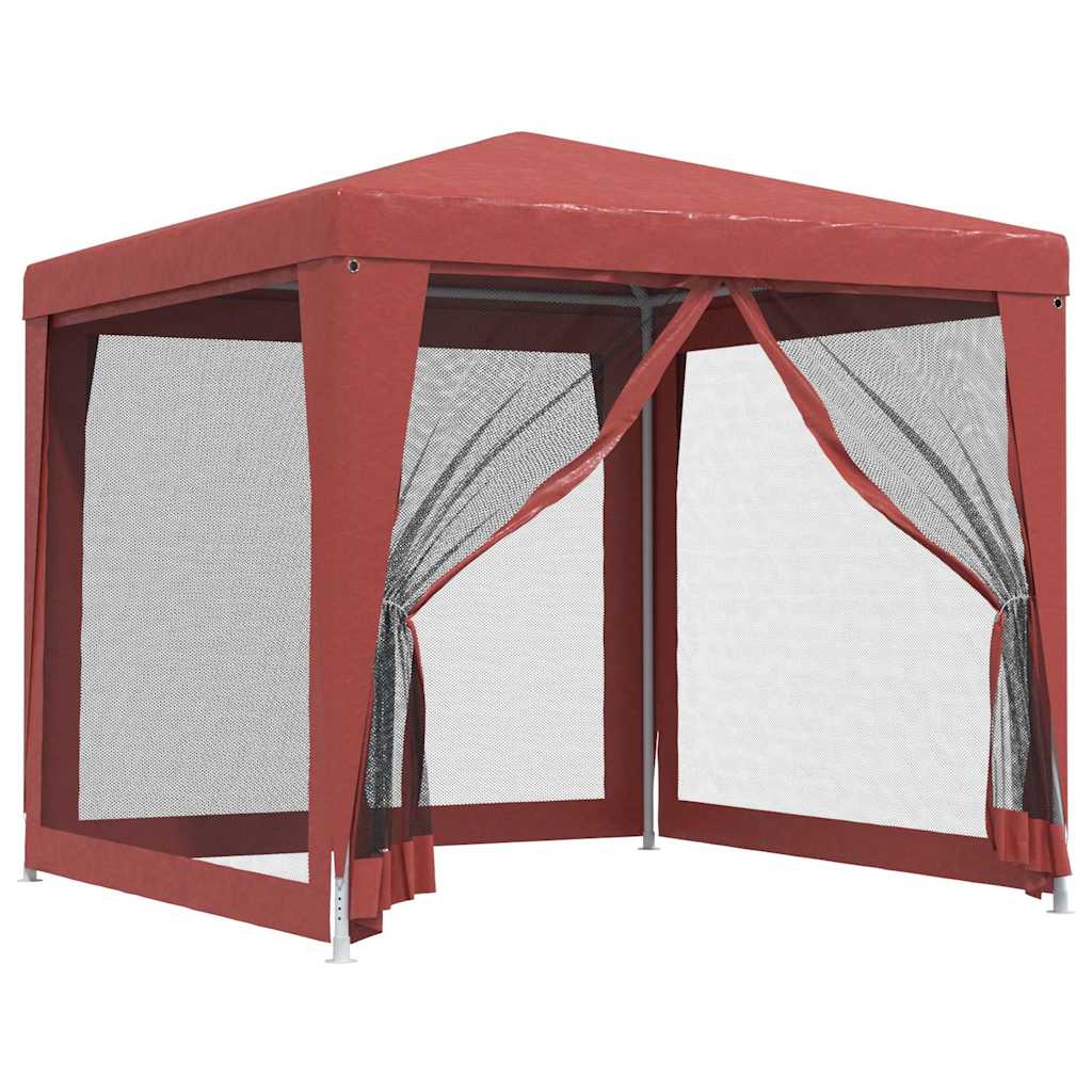 vidaXL Party Tent with 4 Mesh Sidewalls Red 2.5x2.5 m HDPE 2