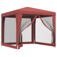vidaXL Party Tent with 4 Mesh Sidewalls Red 2.5x2.5 m HDPE 2