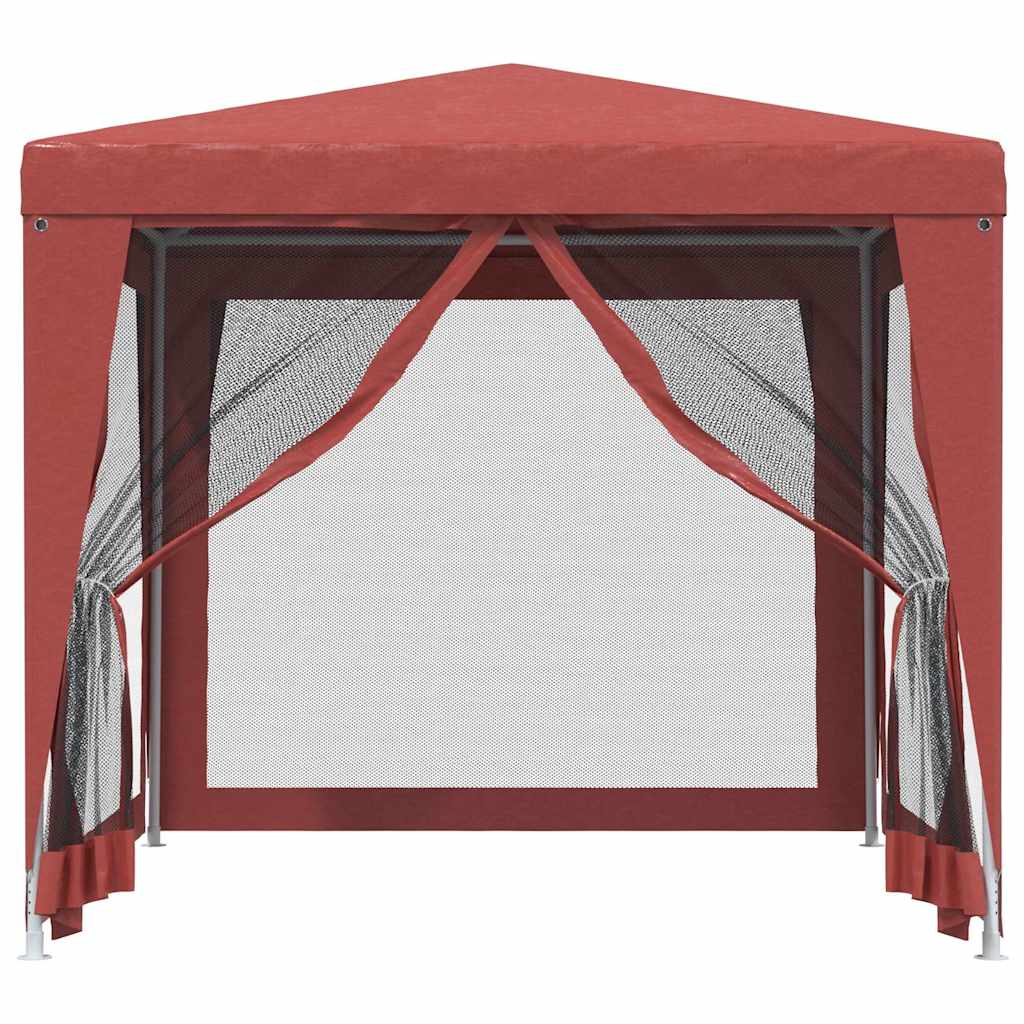 vidaXL Party Tent with 4 Mesh Sidewalls Red 2.5x2.5 m HDPE 3