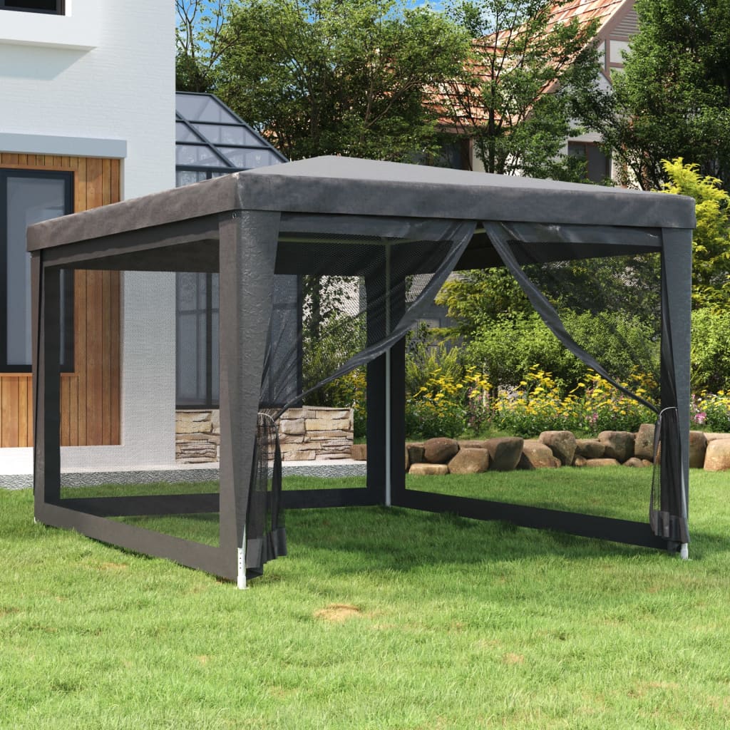 vidaXL Party Tent with 4 Mesh Sidewalls Anthracite 3x4 m HDPE 1