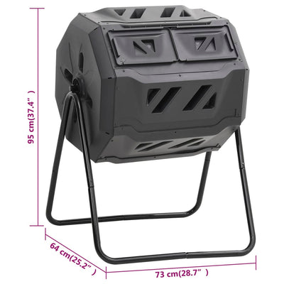 Garden Compost Bin Black 73x64x95 cm 160 L