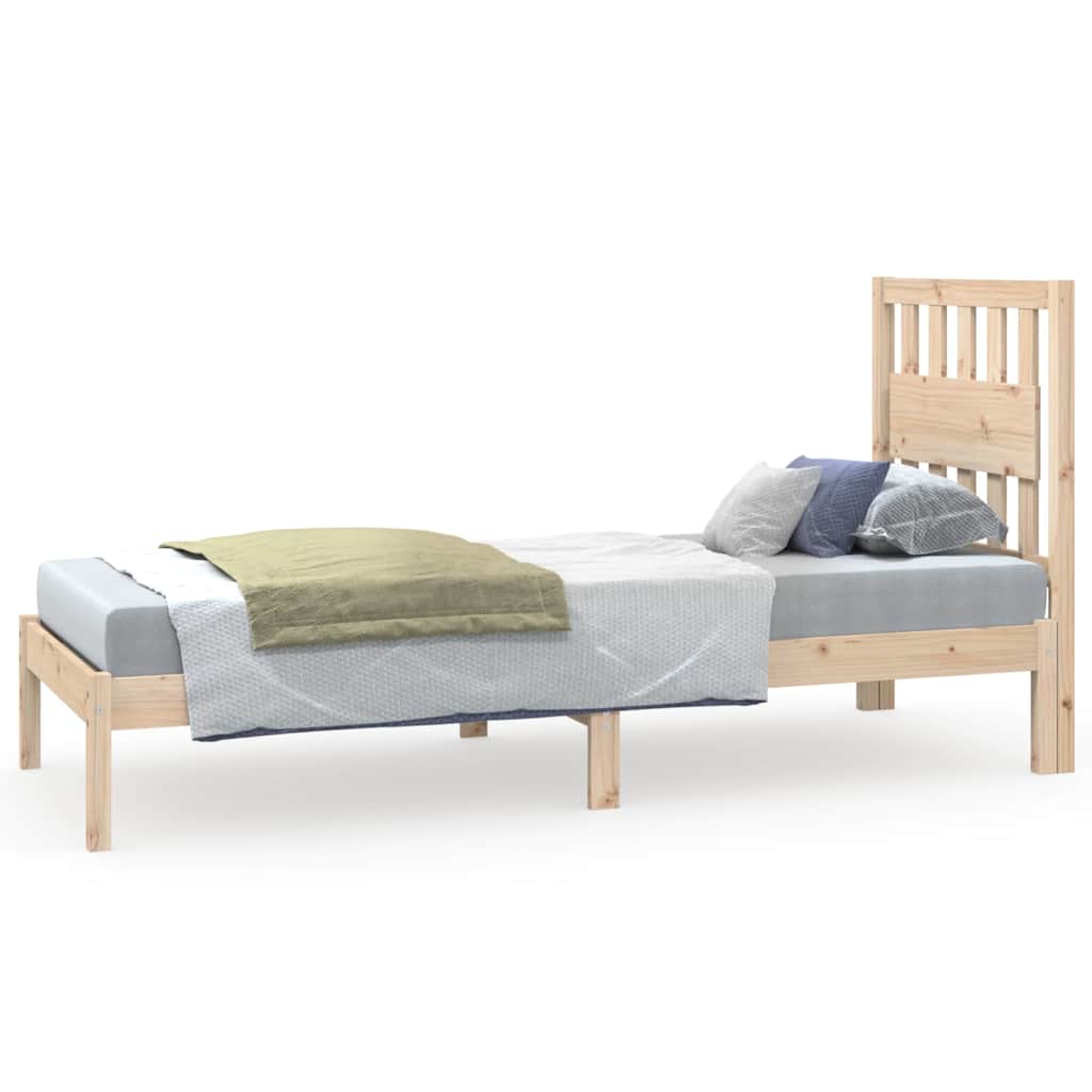 Bed Frame without Mattress Solid Wood Length 190 cm Natural 75 cm