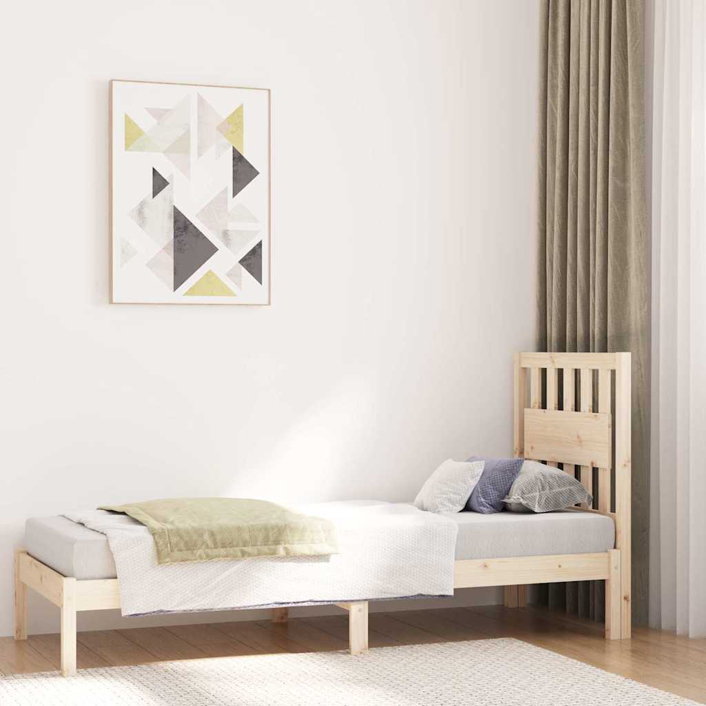 Bed Frame without Mattress Solid Wood Length 190 cm Natural 75 cm