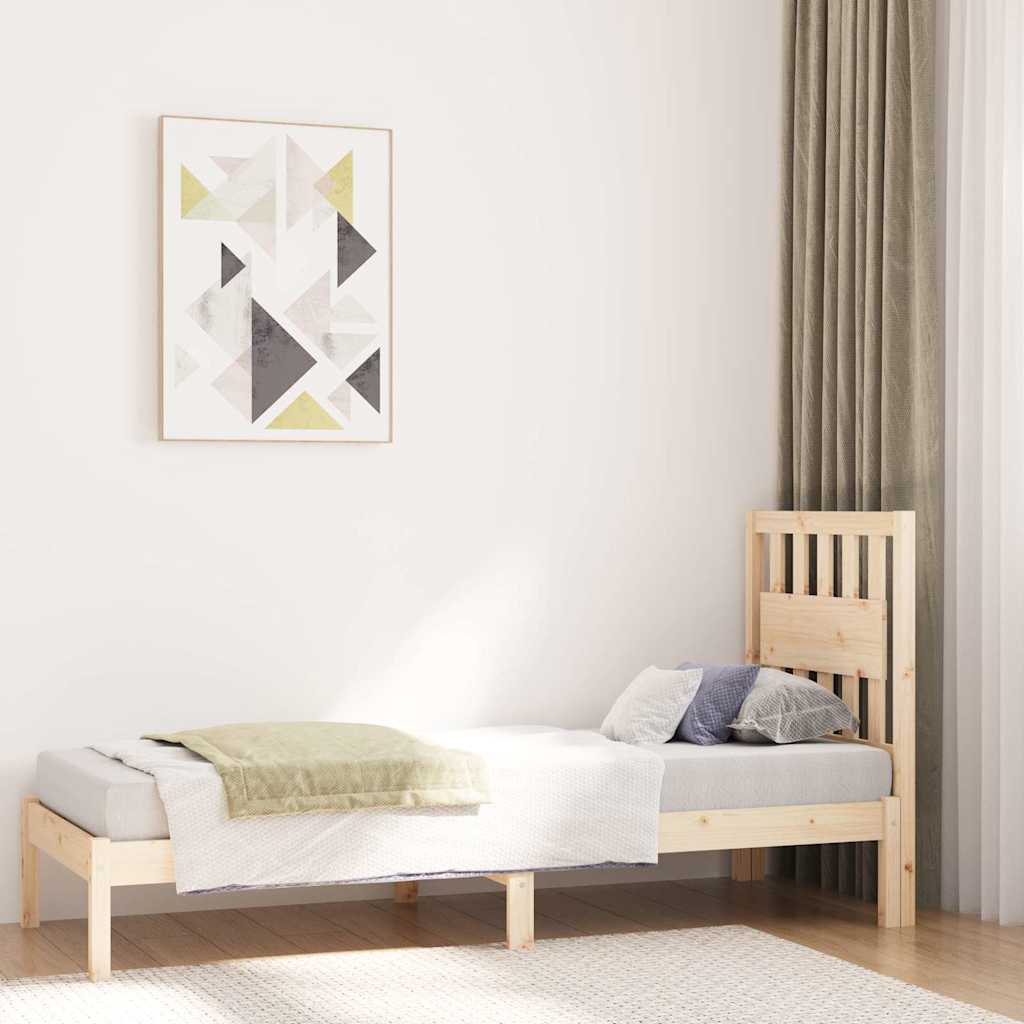 Bed Frame without Mattress Solid Wood Length 190 cm Natural 75 cm