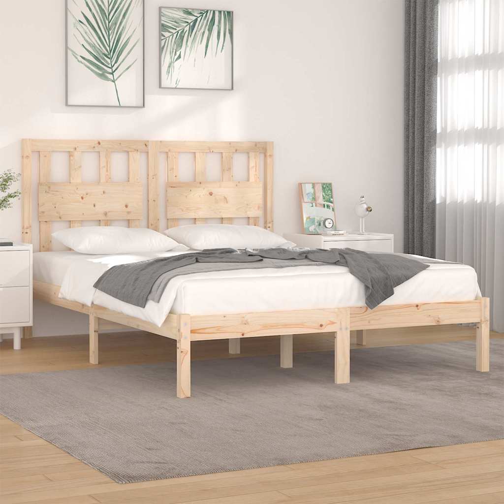 Bed Frame without Mattress Solid Wood Length 190 cm Natural 135 cm